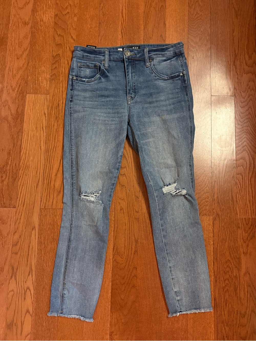 Kut from the Kloth Connie High Rise Fab Ab Crop distressed jeans. Size 4